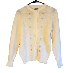 Vintage Woolco Cream Floral Embroidered Cardigan